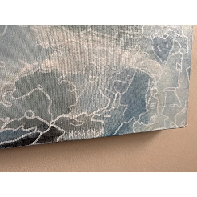 Large-Scale Abstract Painting in Blue & Gray Tones For Sale - Image 4 of 6