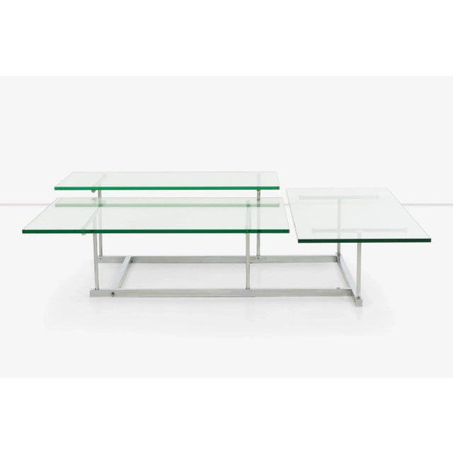 1980s Gerald McCabe/ Orange Crate Custom Steel and Glass Low Table With Three Heights For Sale - Image 4 of 13