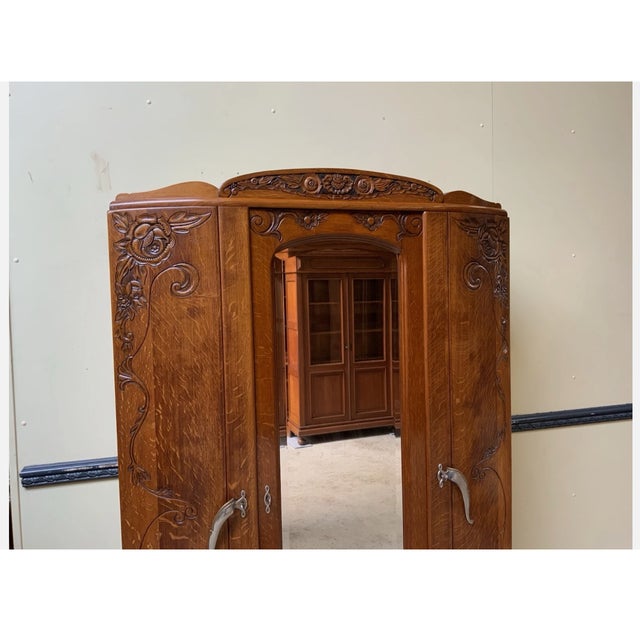 Wood Vintage Art Deco Wardrobe, 1930 For Sale - Image 7 of 9