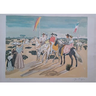Yves Brayer, The Arlesiennes on Horseback, Original Color Lithograph For Sale