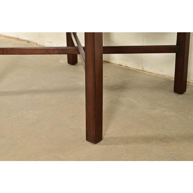 Edward Wormley for Dunbar Mid-Century Modern Walnut X-Base High Back Dining Chairs, Set of Six For Sale - Image 11 of 15