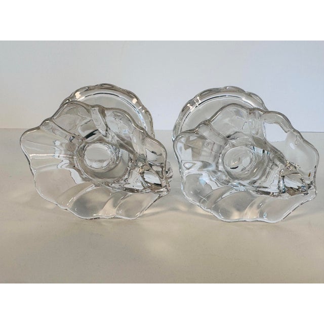 1930s Vintage 1930s Heisey Glass Co Cornucopia Glass Candleholders, Pair For Sale - Image 5 of 8