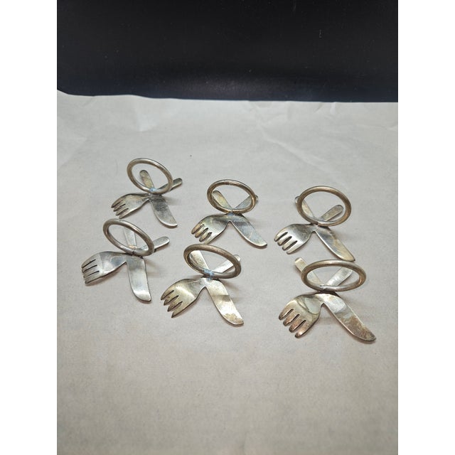 American Vintage Pier 1 Silverware Napkin Rings, Set of 6, Si For Sale - Image 3 of 3