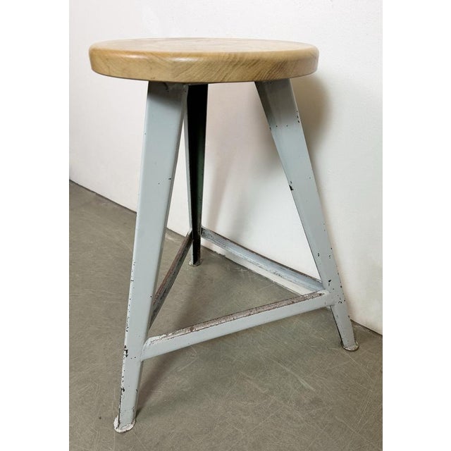 Industrial Grey Workshop Stool, 1960s For Sale - Image 10 of 16