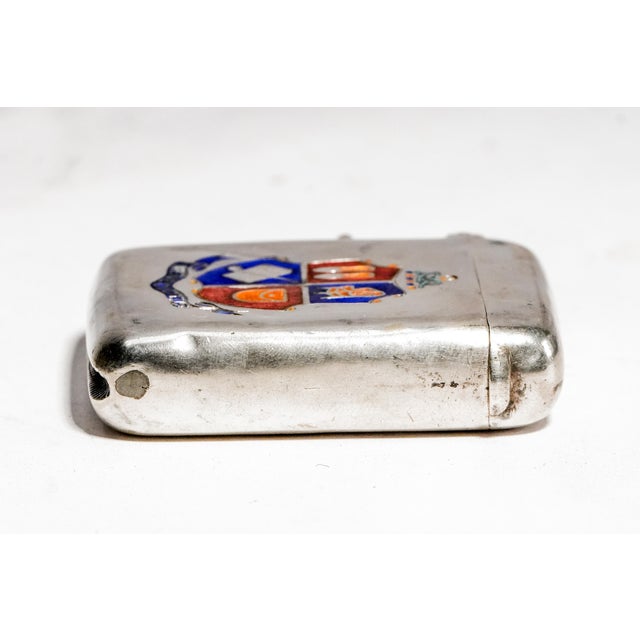 Handsome Antique Sterling Silver Double Albert Pocket Watch Chain and Enamel Vesta Case Edwardian Tobacciana Design Men's Accessory For Sale - Image 11 of 17