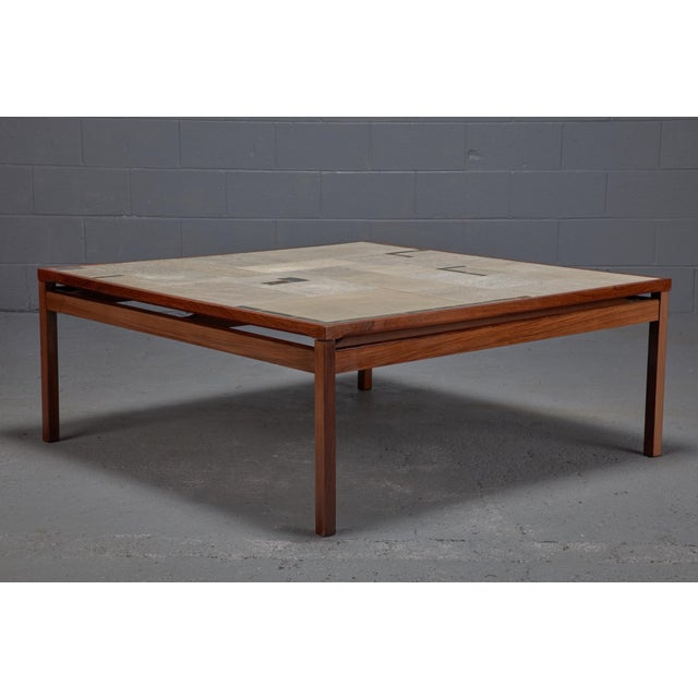 Large Danish Modern Rosewood & Tile Coffee Table | Chairish