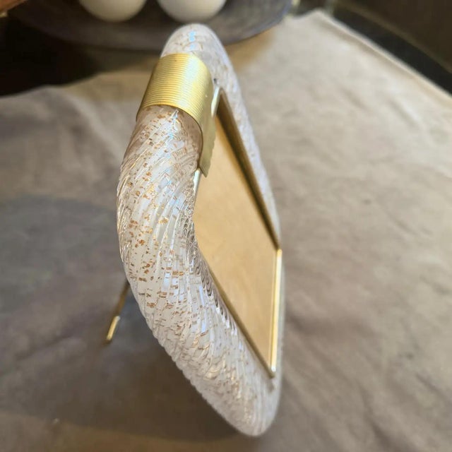 Ercole Barovier 1990s Barovier Style Art Deco White and Gold Murano Glass Picture Frame For Sale - Image 4 of 12