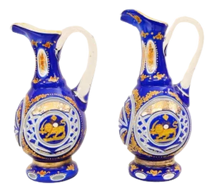 Bohemian Glass Urns Jugs, 1930s, Set of 2