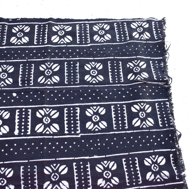 Tribal Vintage Black Mudcloth Textile 62x41 Inch For Sale - Image 3 of 8