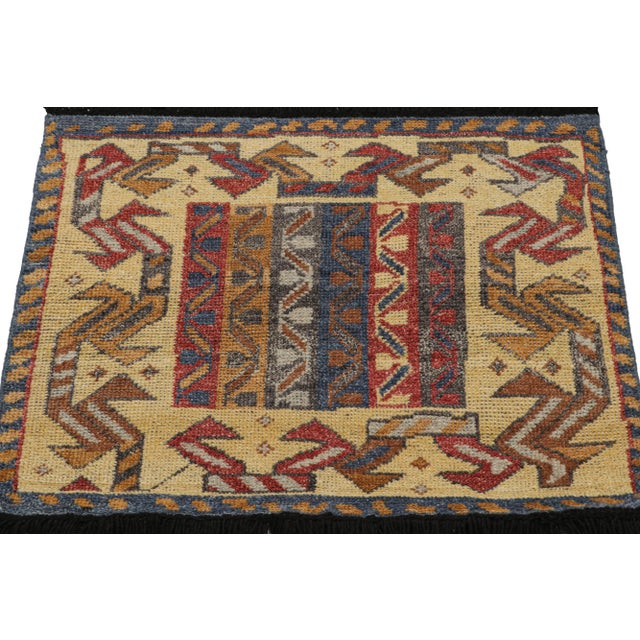 Tribal Rug & Kilim’s Tribal Style Square Scatter Rug With Geometric Patterns For Sale - Image 3 of 7