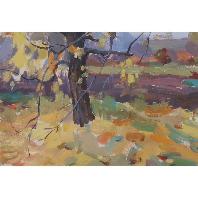1990s 1990s Autumn Oil Painting, Rural Landscape, Ukrainian Art 34-49 For Sale - Image 5 of 6