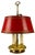 French Brass and Red Tole Shade Three-Light Bouillotte Desk Lamp, 1950s For Sale