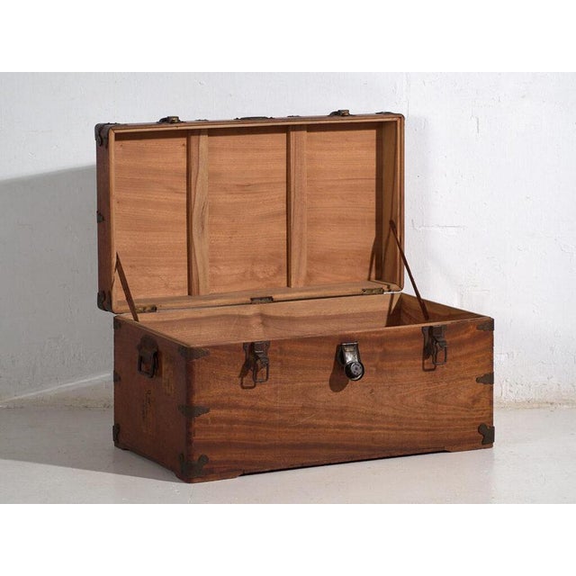 Antique Japanese Trunk in Wood For Sale - Image 6 of 11