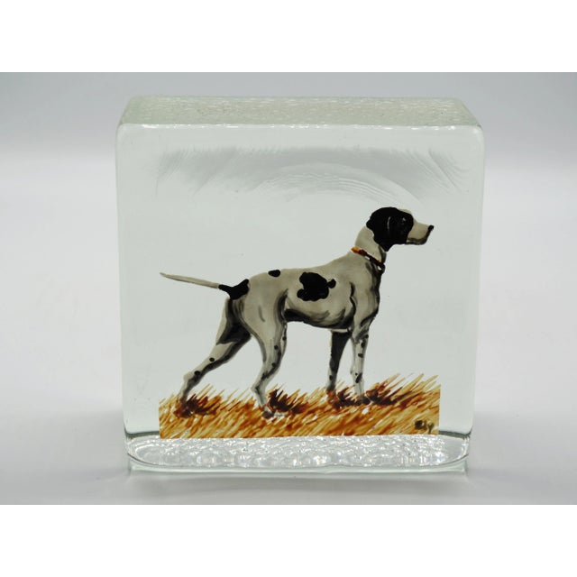 Transparent Hand Painted Dog Paperweight Bookend For Sale - Image 8 of 8