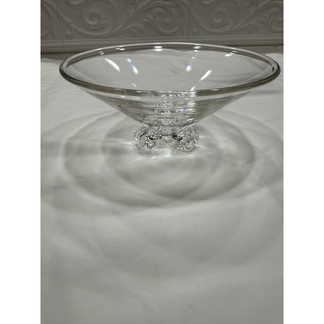 Vintage Steuben Signed Crystal Footed Candy Dish – Original Box & Pouch For Sale - Image 10 of 10