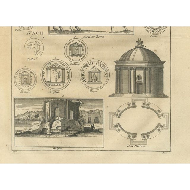 After Montfaucon, Roman Antiquarian Studies of Coins, Temples & Ritual Architecture, 1721, Engravings, Set of 2 For Sale - Image 10 of 11
