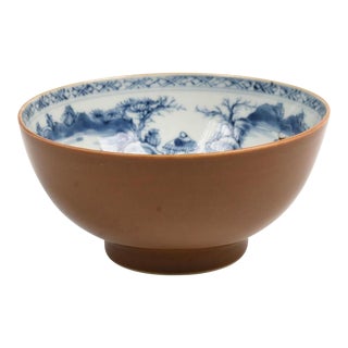 Chinese Export Porcelain Batavia-Ware Bowl and Blue & White Interior For Sale