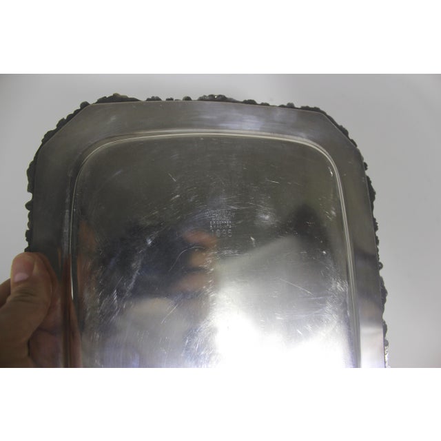 Small Silver Plated Tray, Raised Floral Edge Embossed Detail, Vintage For Sale - Image 10 of 12