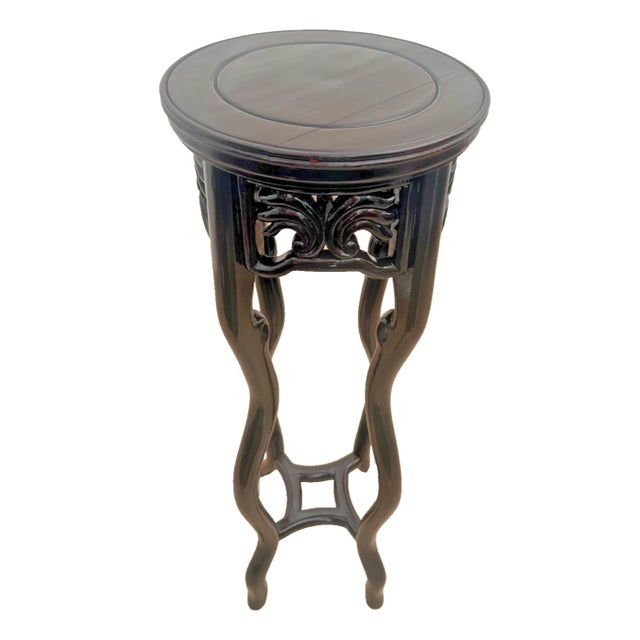 1970s Vintage Mahogany Plant Stand Pedestal Prunus Root Carved Tall Jardinière Table 1a For Sale - Image 5 of 10