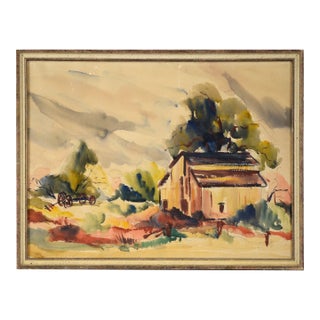 Little Wooden Barn Watercolor For Sale