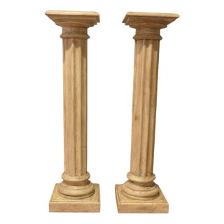 Vintage Classical Columns in Distressed Crackle Finish, 1960, Set of 2 For Sale