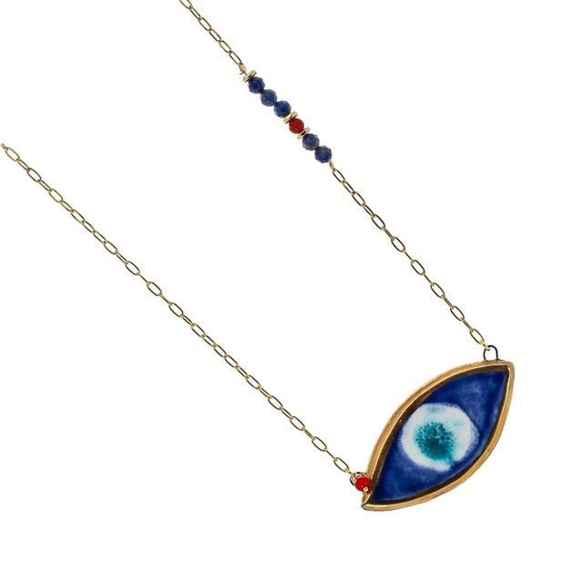 Energy Anchor Evil Eye Pendant Necklace For Sale In Miami - Image 6 of 9