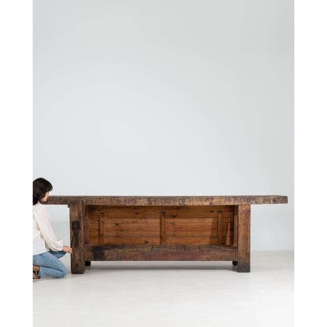 Carpenter's Workbench Table, Antique, Belgium, 20th Century For Sale - Image 9 of 11