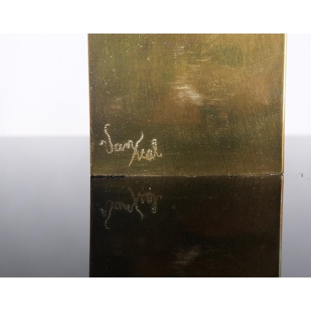 Van Teal Mid-Century Modern Brass Ribbon Abstract Sculpture on Black Square Base For Sale - Image 10 of 13