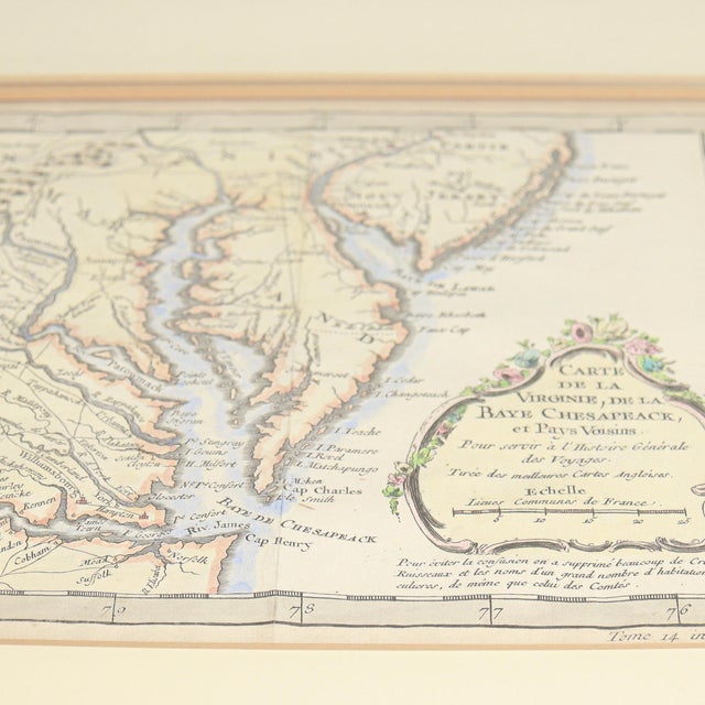 Tan Antique Map of Virginia & the Chesapeake Bay by Jacques-Nicolas Bellin, C. 1750 For Sale - Image 8 of 11