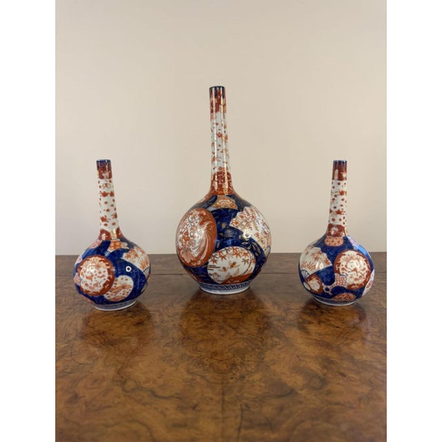 Antique Japanese Imari Shaped Vases, 1900, Set of 3 For Sale - Image 3 of 5