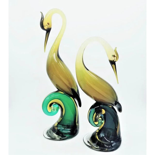 1970s 1970s Vintage Salviati Murano Glass Herons - a Pair For Sale - Image 5 of 11