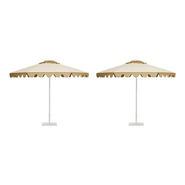 Caramel Latte 9' Patio Umbrella, Tan & Cream, Set of 2 For Sale