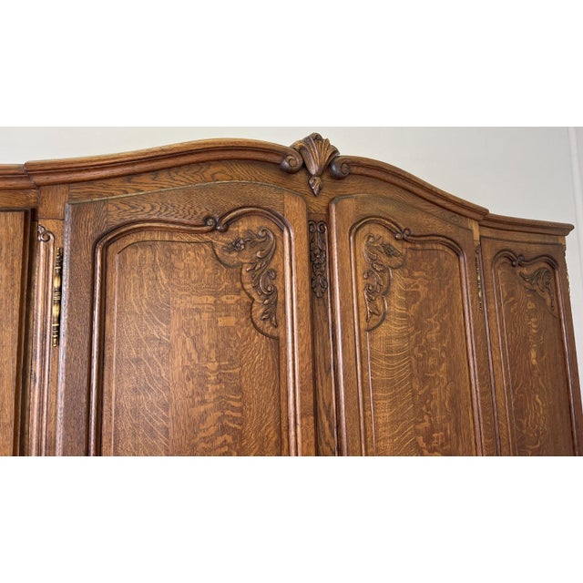 Vintage French Louis XVI Style Wardrobe in Oak For Sale - Image 9 of 13