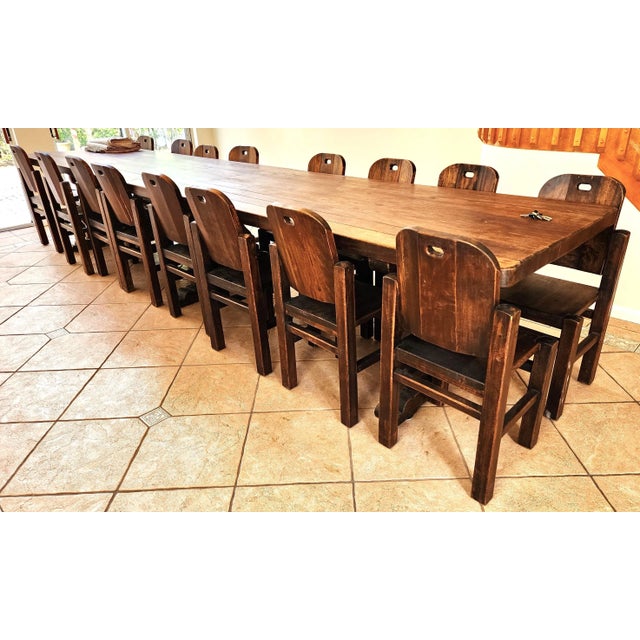 Antique French Refectory Dining Table With 16 Matching Chairs For Sale - Image 12 of 12