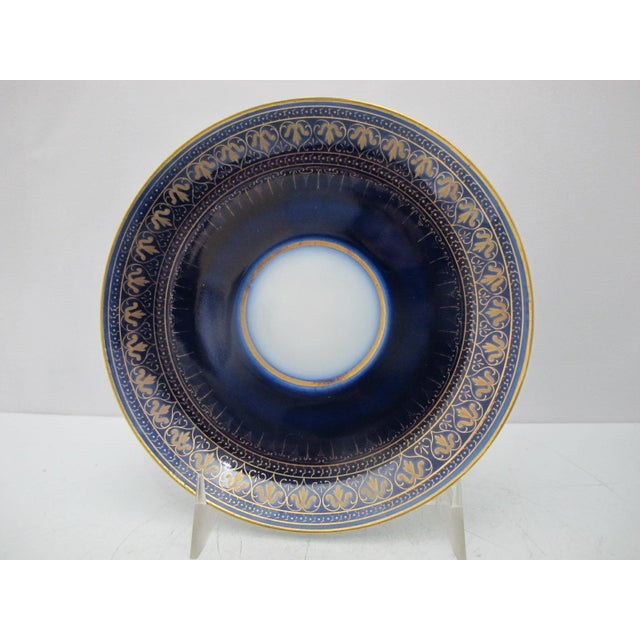 Early 20th Century Carl Knoll Karlsbad Hermann Voigt Landscape Painting Blue Porcelain Cup & Saucer For Sale - Image 5 of 9