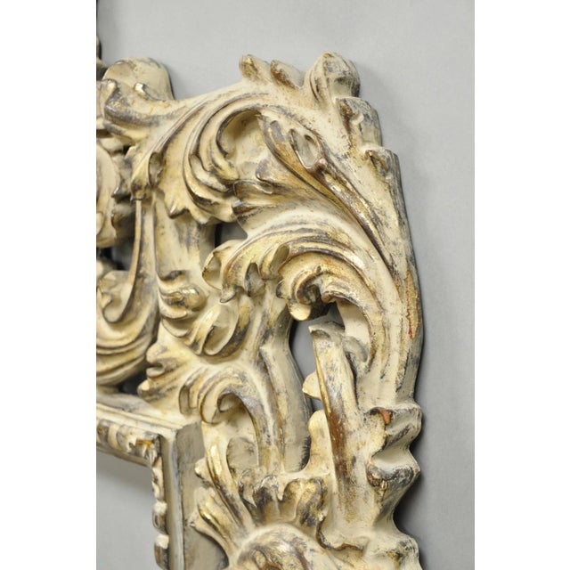Large 78" Italian Baroque Rococo White Distress Painted Mirror Art Picture Frame For Sale - Image 13 of 17