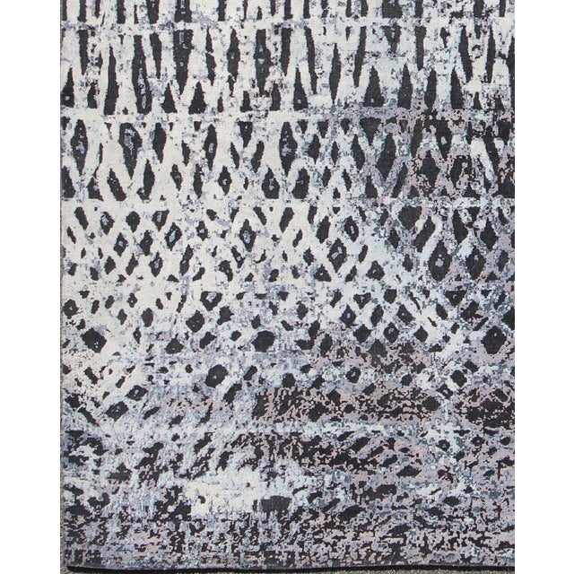 Modern Rug by Keivan Woven Arts With Abstract Design in Black Charcoal For Sale - Image 4 of 7
