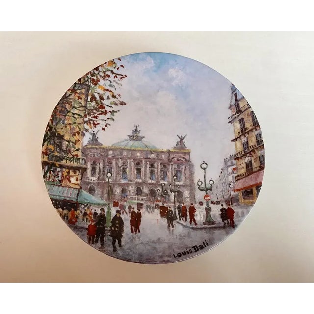 Limoges Porcelain Collectible Plate with Sights of Paris by Louis Dali, France, 1980s, Set of 5 For Sale - Image 3 of 9