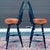 Pair of vintage Windsor style swivel seat counter stools hand crafted in Massachusetts by Nichols & Stone. Painted finish...
