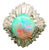 Australian Opal Diamond Platinum Burst Ring, Size 7.5 For Sale