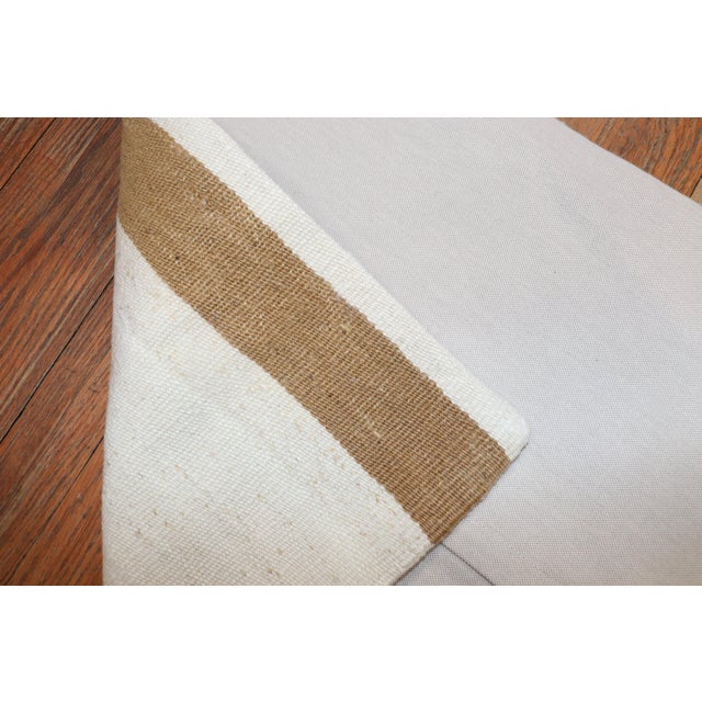 Large Square Turkish Kilim White Brown Pillow For Sale - Image 4 of 6