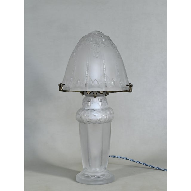 Pierre d'Avesn for Lorrain Daum A French art deco mushroom lamp in pressed glass made circa 1925-35. The lamp was made by...