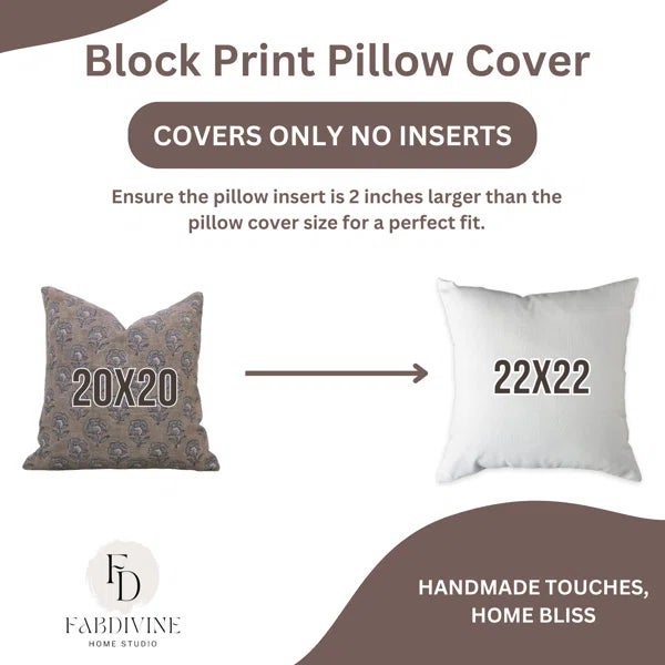 Not Yet Made - Made To Order Indoor Pillow Cover Hand Block Printed Thick Linen 20x20 Inch- Rohini For Sale - Image 5 of 5