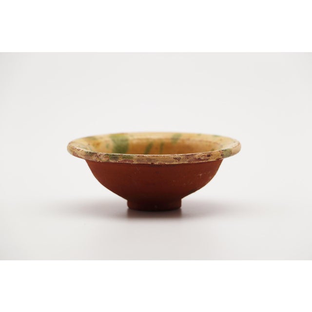 Rustic 19th Century Small Portuguese Rustic Glazed Spongeware Wine Cup Bowl For Sale - Image 3 of 12