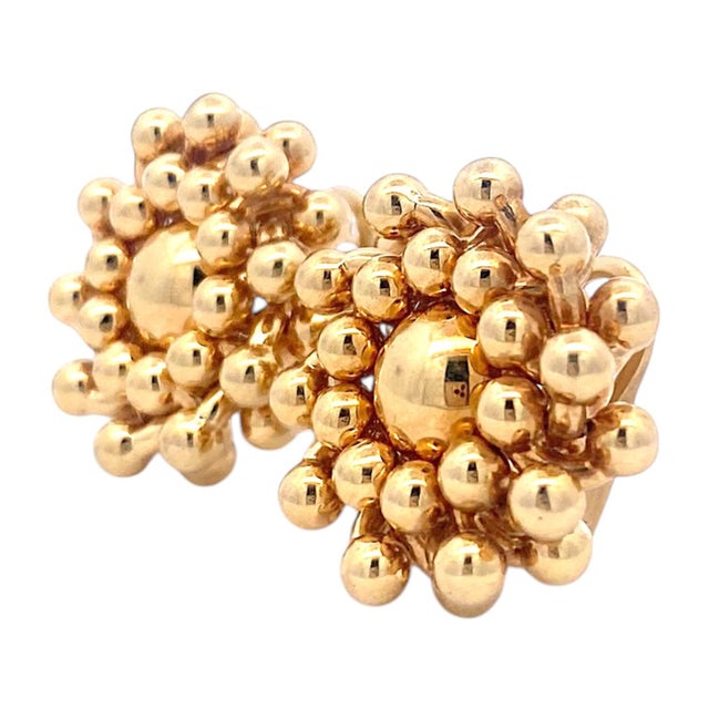 Yellow 1990s Vintage Chiampesan 18k Yellow Gold Beaded Earrings - Set of 2 For Sale - Image 8 of 9