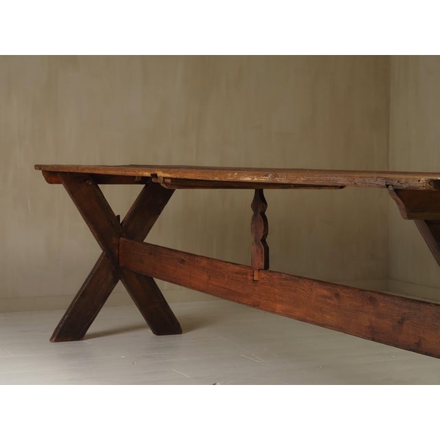 19th Century X Frame Trestle and Cross Strecther Base Table For Sale - Image 11 of 18