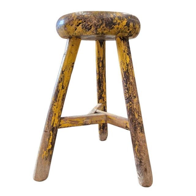 Primitive Wooden Tripod Stool / Height 52 Cm For Sale - Image 13 of 18