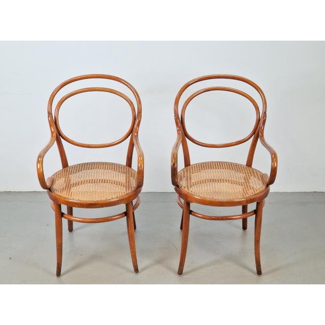 Antique Bentwood Webbing Chairs by Jacob & Josef Kohn for Wiener Werkstätte, Austria, 1890s, Set of 2 For Sale - Image 3 of 13