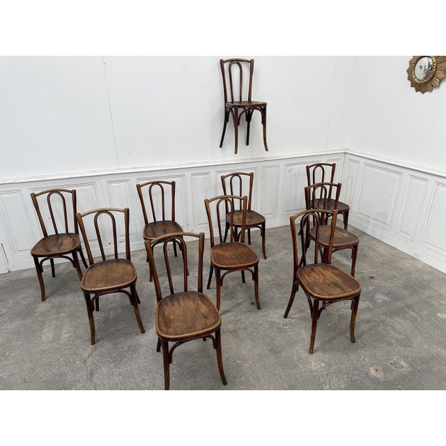 Bistro Chairs from Fischel, 1930s, Set of 10 For Sale - Image 3 of 8
