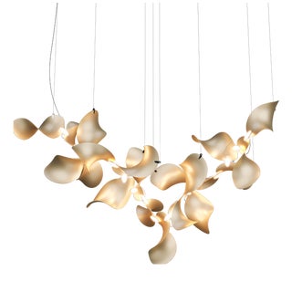 Dune 20 Cluster Chandelier with Shades in Gold Metallic Tone by Daniel Becker for Moss Objects For Sale